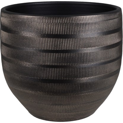 A.H.G. Keramický květináč Mente černo-zlatý metalický pr. 16 x 14 cm