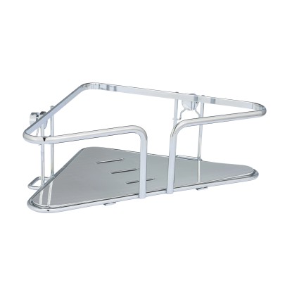 Wenko Rohová koupelnová police Termoli, lesklá stříbrná, 28 x 8 x 15,5 cm