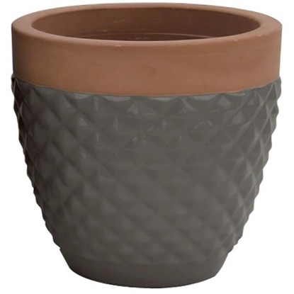 Obal na květináč Diamond kulatý, keramický, šedohnědý, 19 x 19 x 19 cm