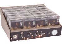 LED světelný řetěz na baterie s hvězdami 40 LED teplá bílá, stříbrný drát, 200cm