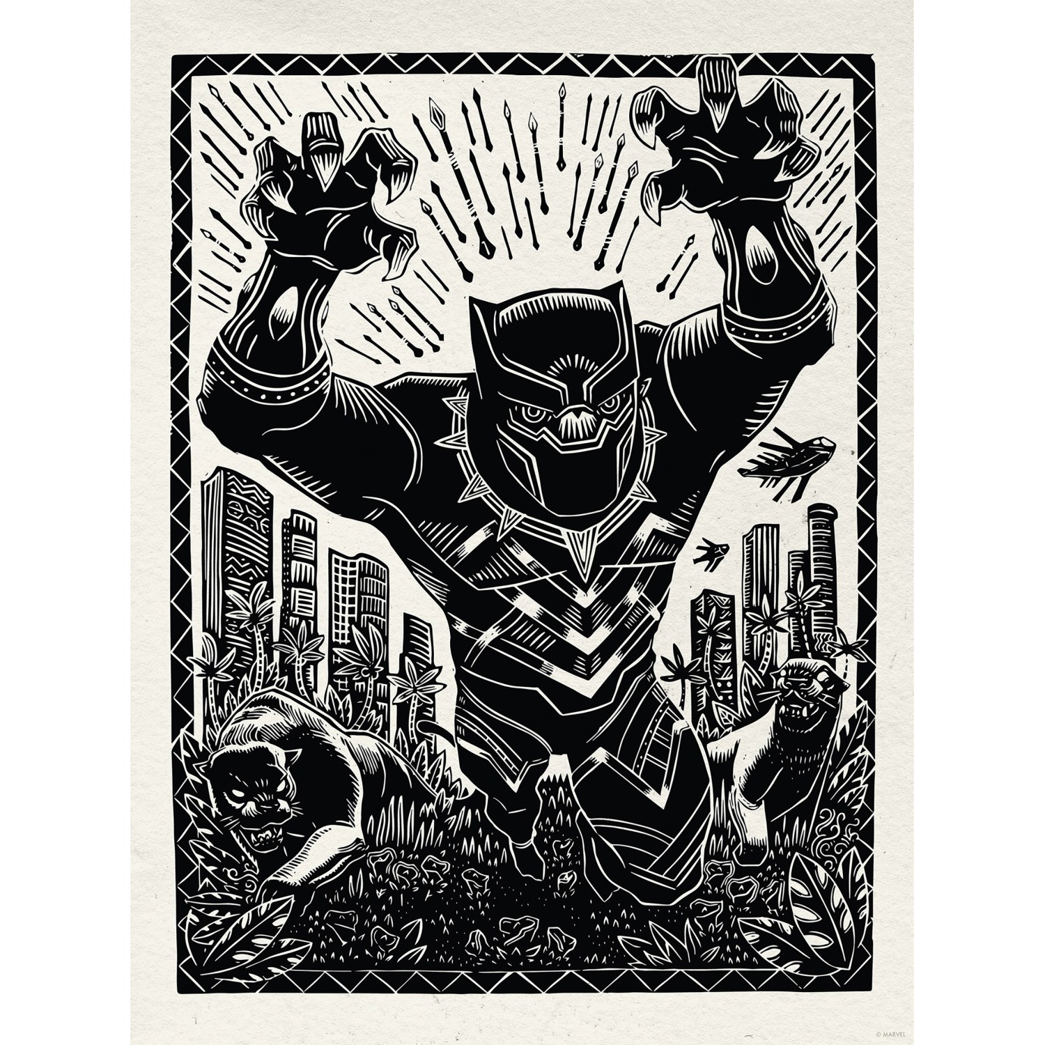 Komar Plakát Marvel Black Panther Lino-Cut Charge 30 x 40 cm