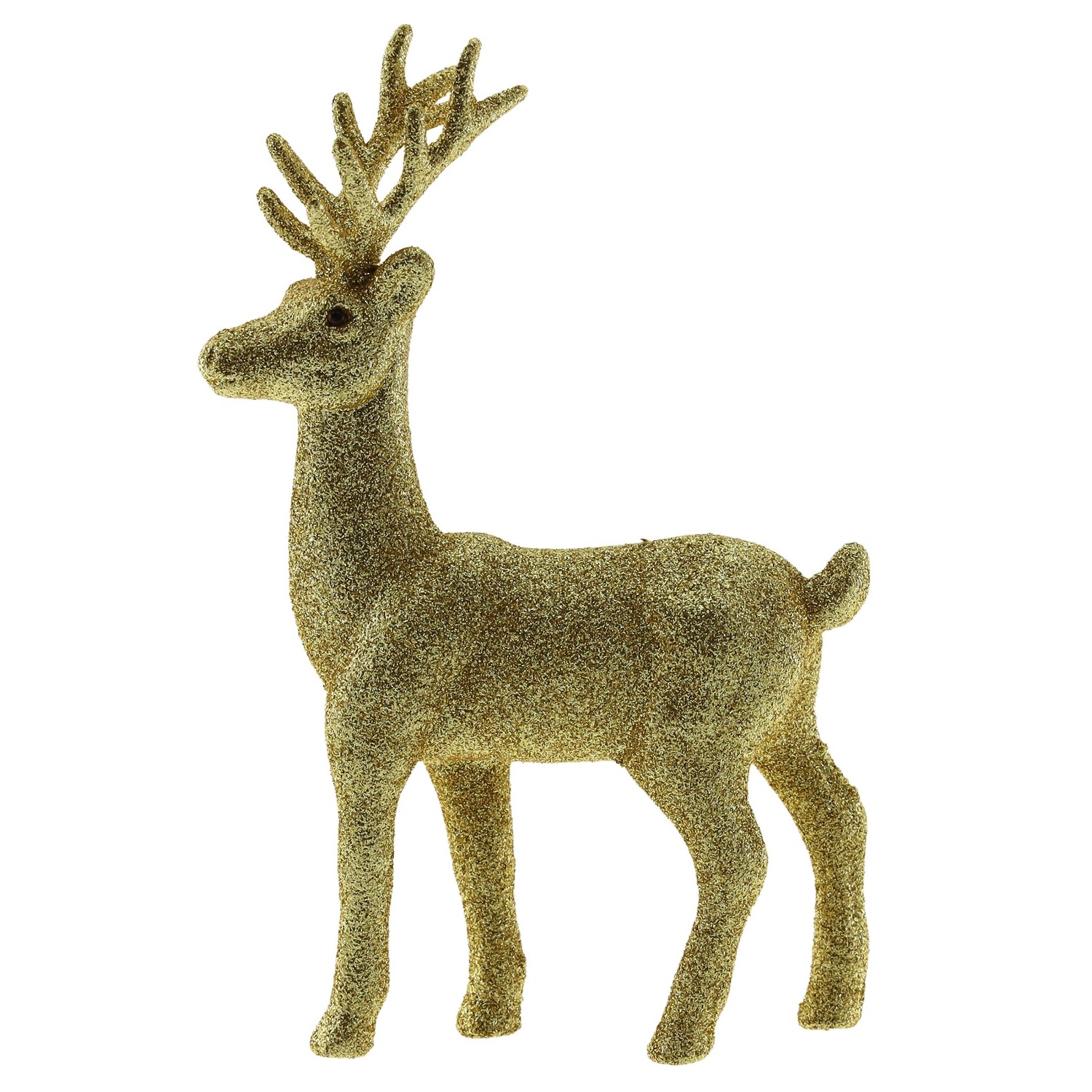 Plastový jelen se třpytkami, růžový, 19 x 12,5 cm