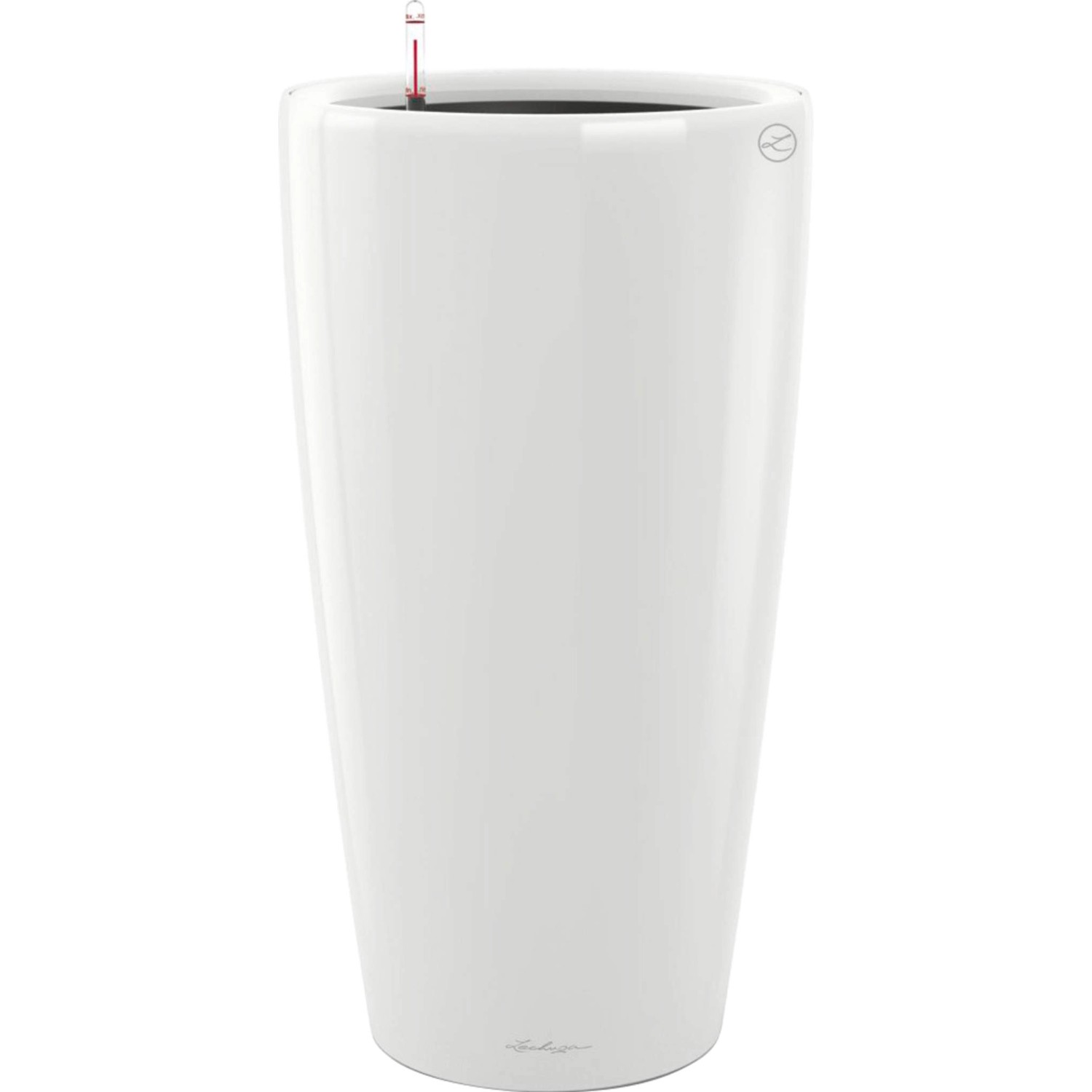 Lechuza Samozavlažovací květináč Rondo 32 bílá lesklá pr. 32,5 x 56,5 cm