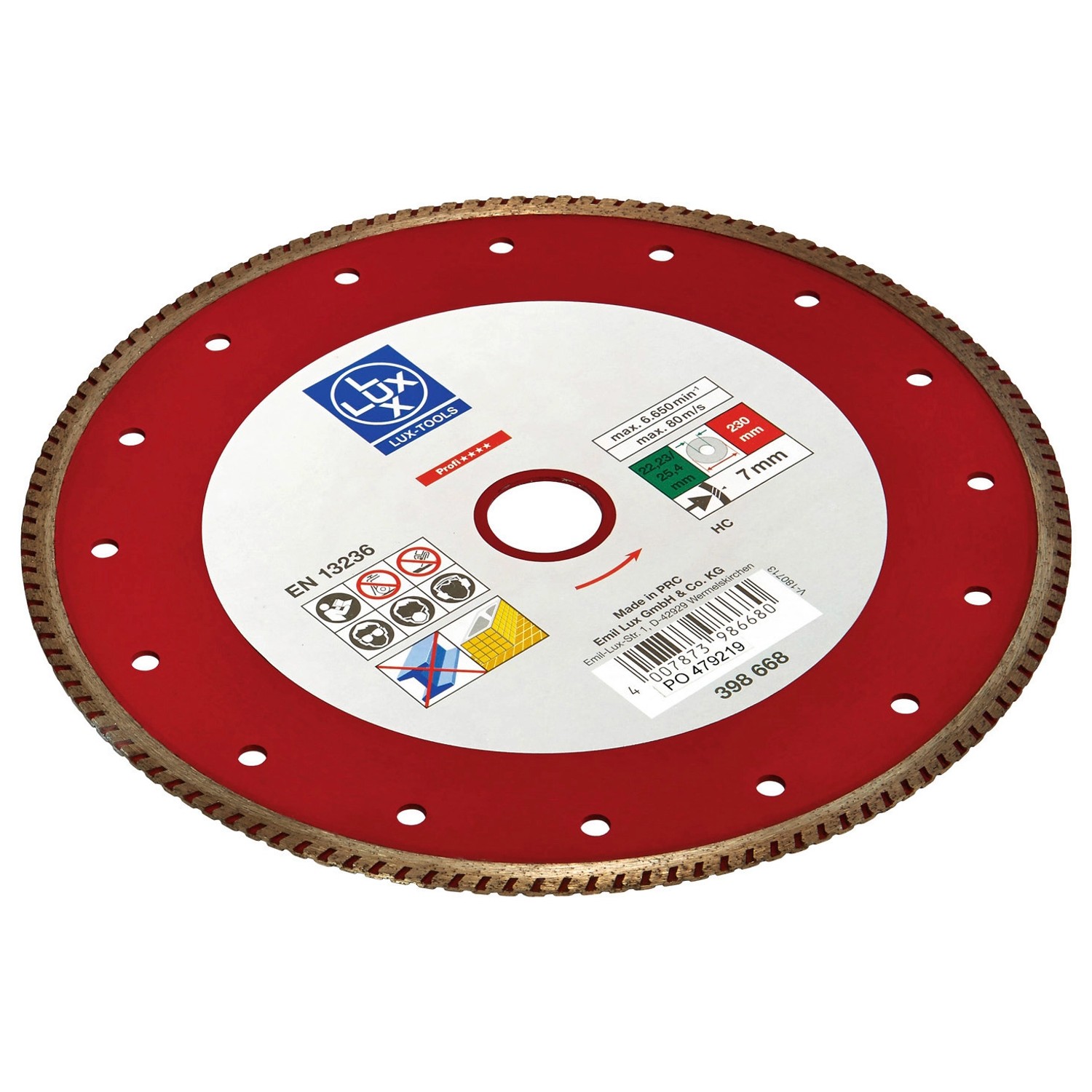 LUX-TOOLS Diamantový řezný kotouč na dlažbu a kámen, pr. 230x25,4/22,23/7 mm