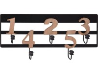 Koopman Nástěnný věšák Numeros 5 háčků, černý, 42 x 19,5 cm