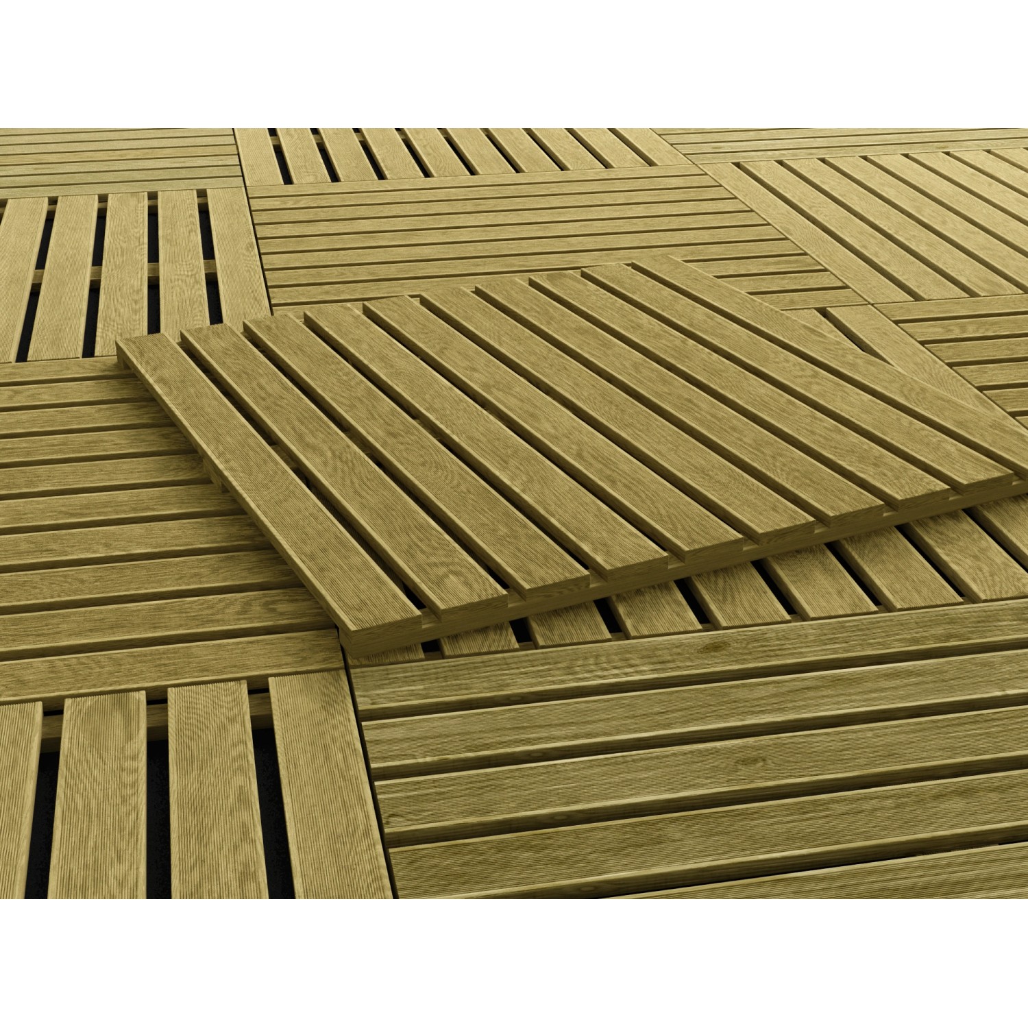 Dřevěná dlaždice drážkovaná, tlakově impregnovaná, 100 x 100 x 3,6 cm