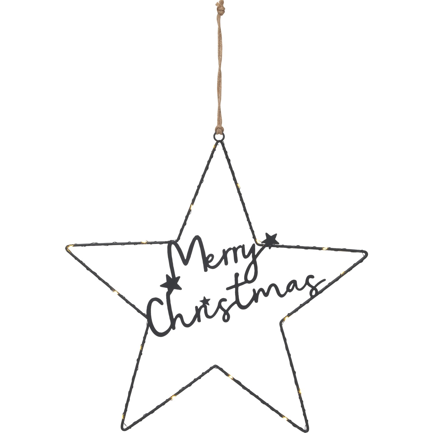LED závěsná dekorace hvězda Merry Christmas, 16 LED, černá, pr. 36 cm