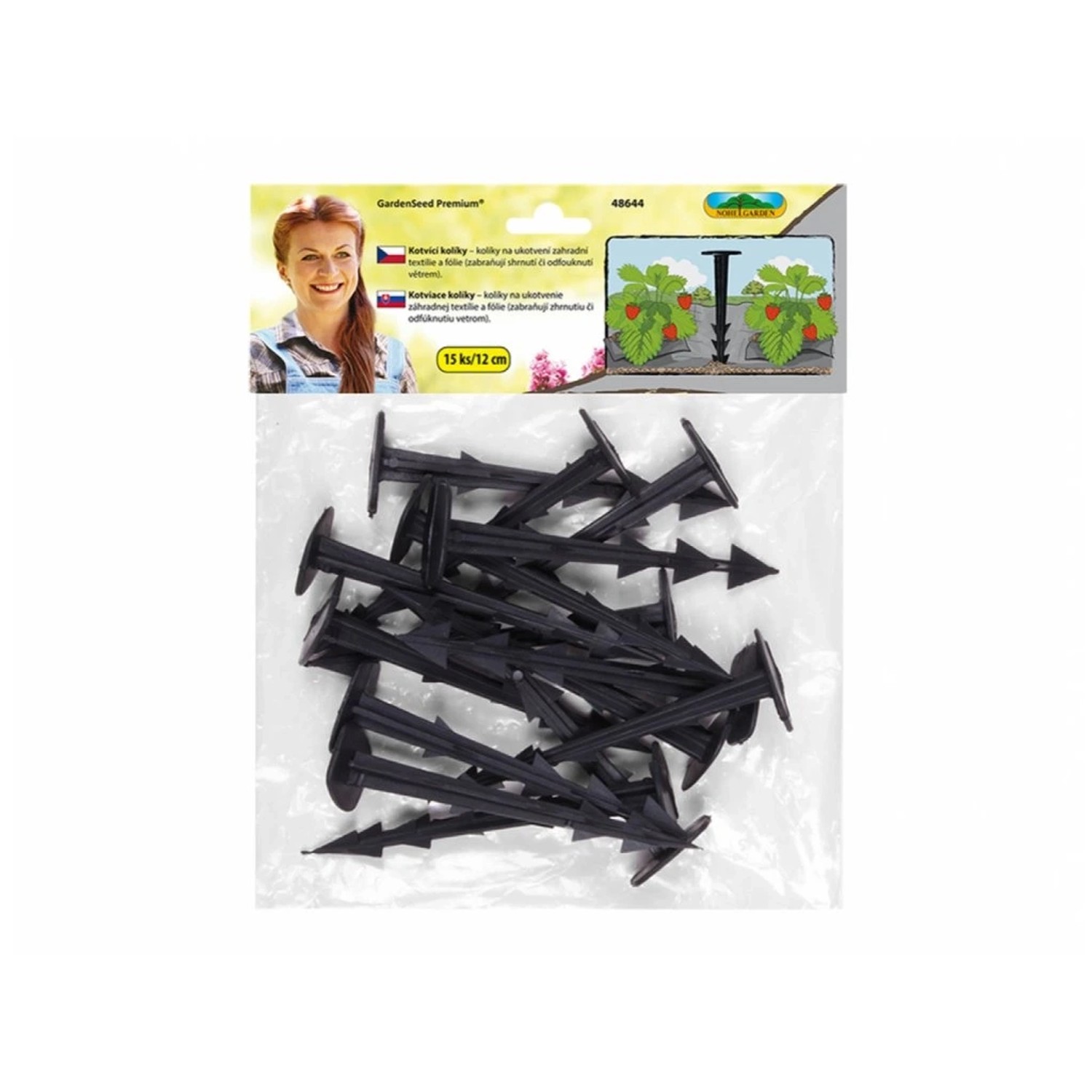 Nohel Garden Kolík kotvící plastový černý 12 cm, 15 ks