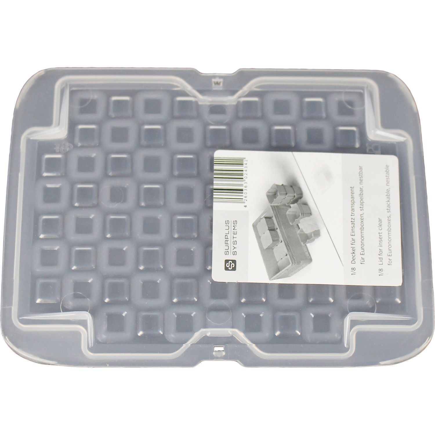 Surplus Systems Víko k úložnému boxu 1/8 pro eurobox, transparentní