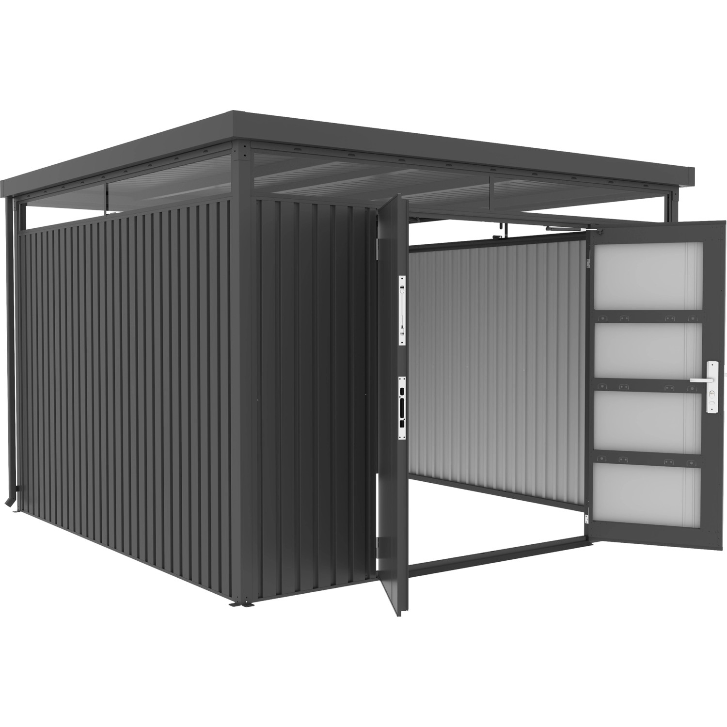 Floraworld Zahradní domek systémový domek Premium Q10 met.černý 314x314x218cm