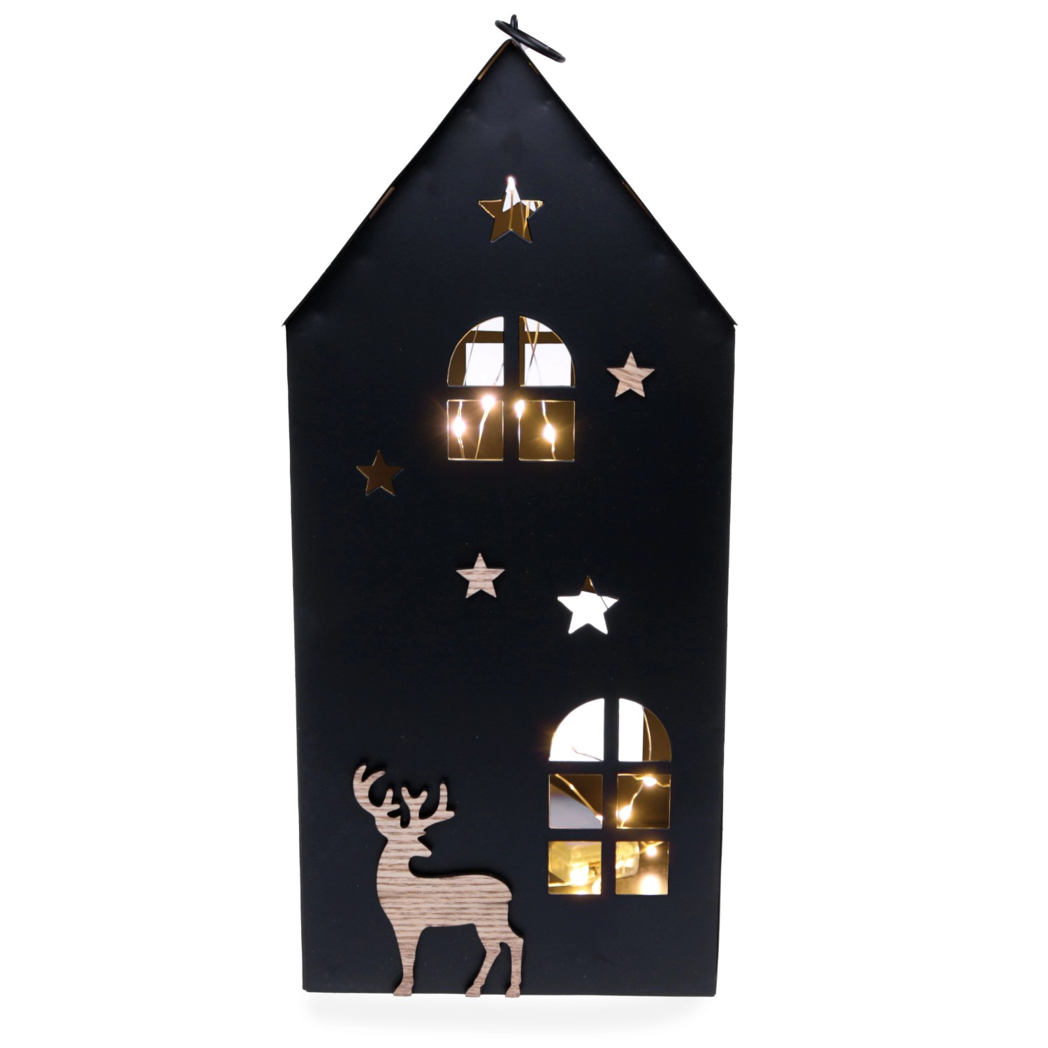 DRAGIMEX Vánoční LED dekorace domeček černý 38,5 x 17 x 17 cm