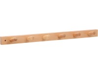 Háčková lišta dřevěná, přírodní borovice, 6 háčků FSC® Háčková lišta dřevěná, přírodní borovice, 6 háčků FSC®