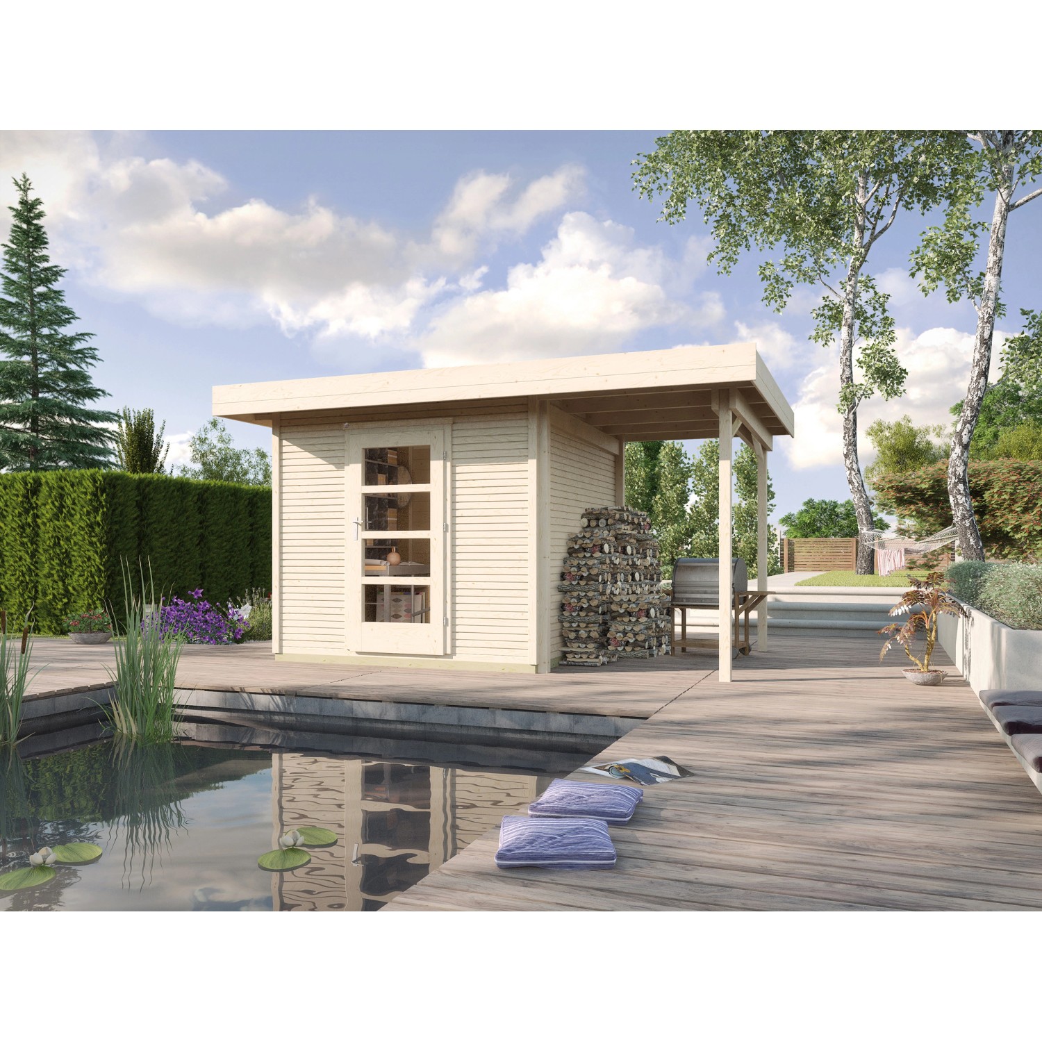 Weka Designový zahradní domek WekaLine 172 A vel. 1, přírodní, 355 x 210 cm