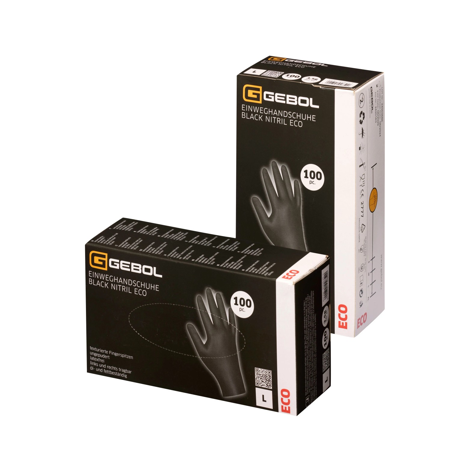 GEBOL Nepudrované jednorázové rukavice Black Nitril Eco, černá, vel. S, 100 ks