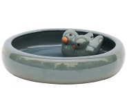 Pítko pro ptáky keramické šedé glazované 34,5 x 8 cm