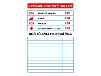 Samolepka Důležitá čísla 105 mm x 74 mm