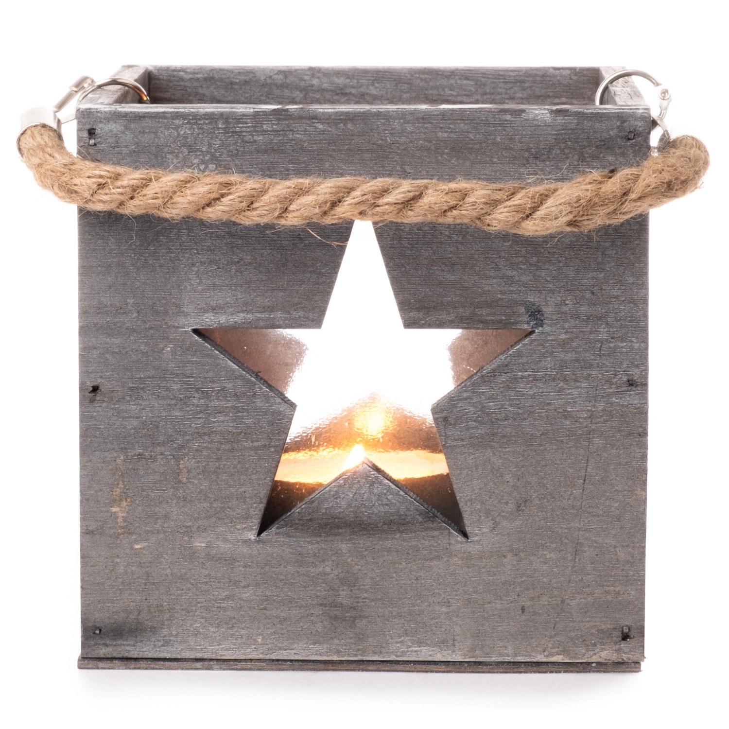 DRAGIMEX Svícen s výřezem hvězdy dřevěný 14 x 14 x 14 cm, 1 ks