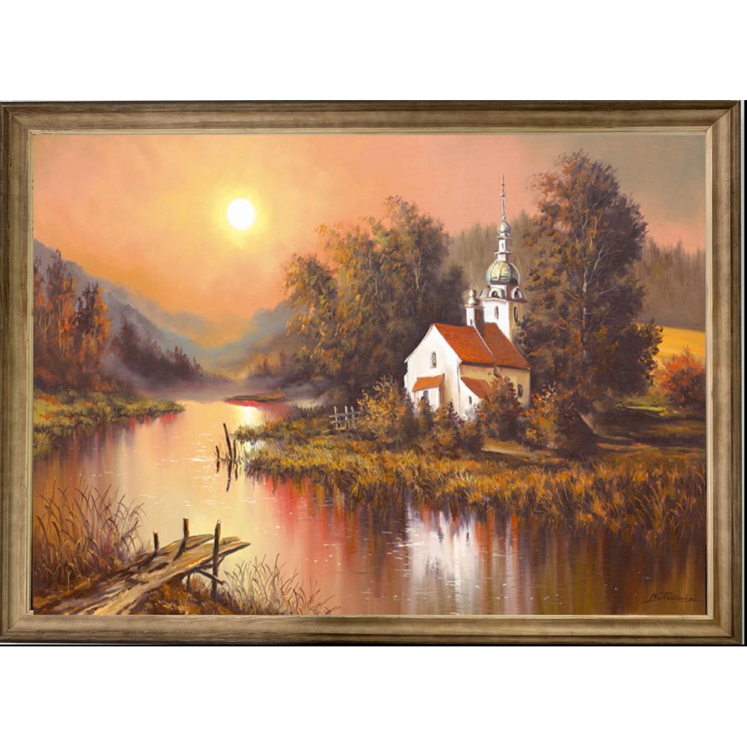 Bondecor Zarámovaný obraz Kopce 64 x 100 cm