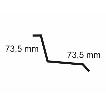 Připojovací profil Sarei 73/73 HG14, detailní pohled na profil s rozměry, pro střešní plechy.
