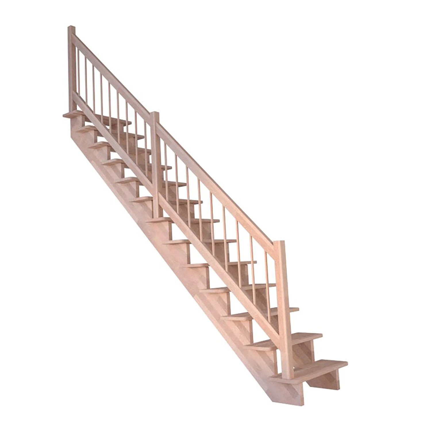 StarWood Schody Lindos bukové rovné 80cm otevřené dřev. design. zábradlí