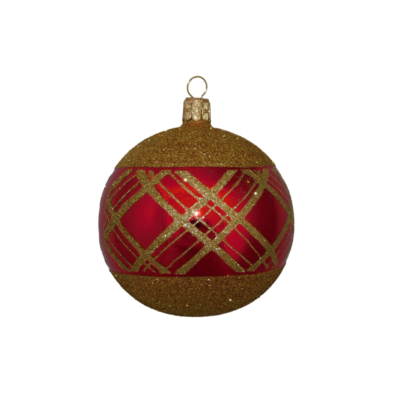 ORNEX Koule skleněná červená linky 80 mm