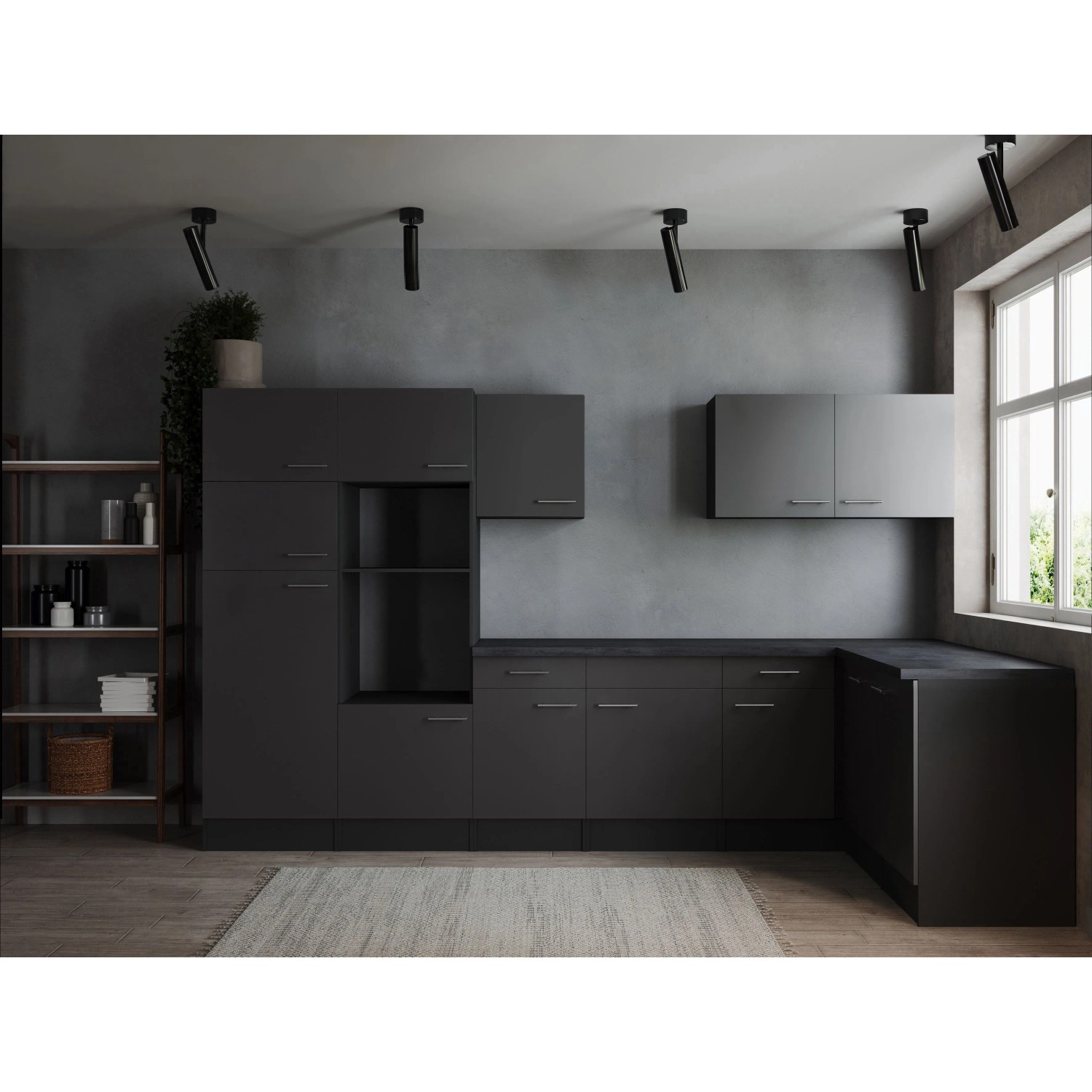 Respekta Kuchyně Oliver L šedá/žula 340 cm - bez el. přístrojů