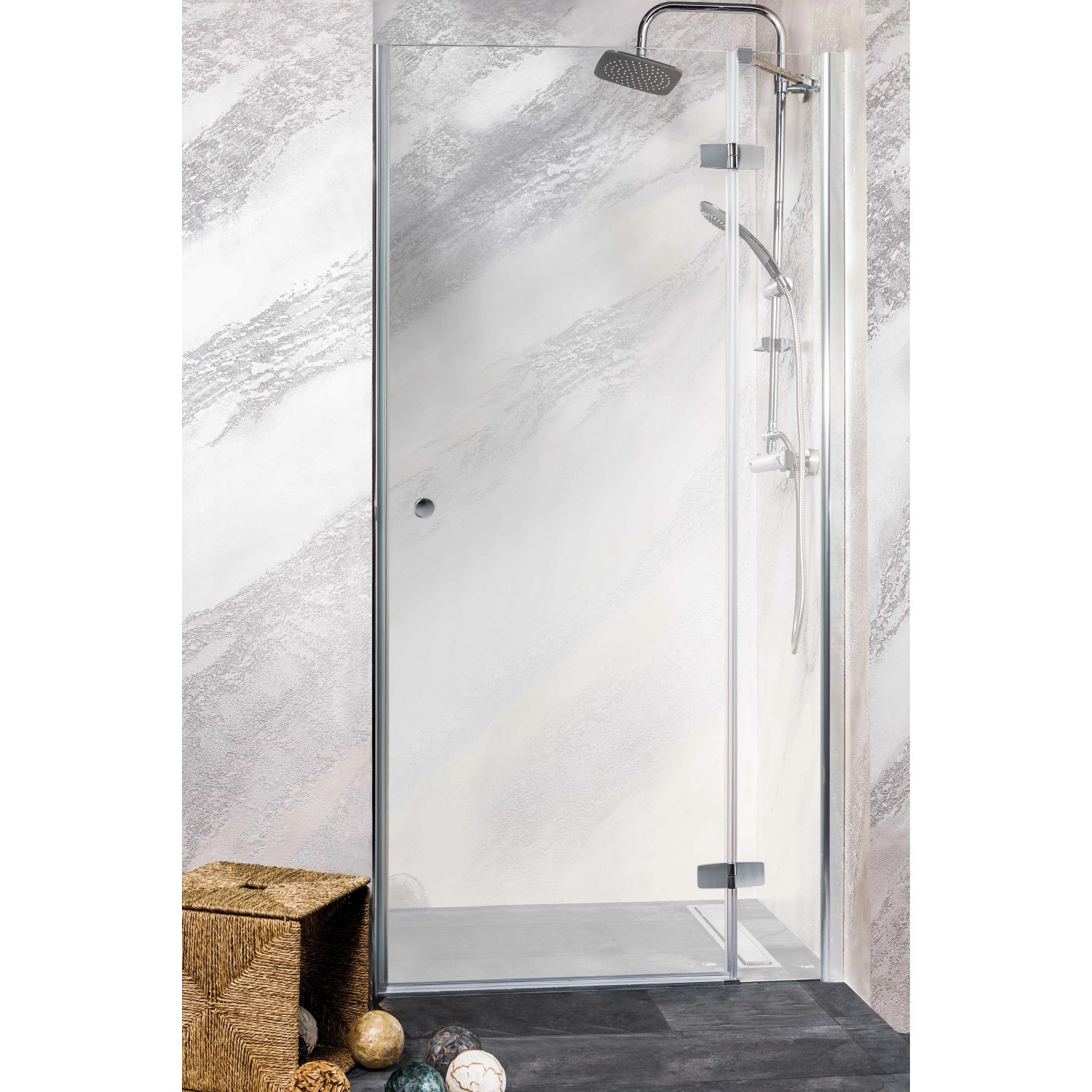 Sanotechnik Výkyvné sprchové dveře Symphony M1291R, chrom, 85-87 x 195 cm, P