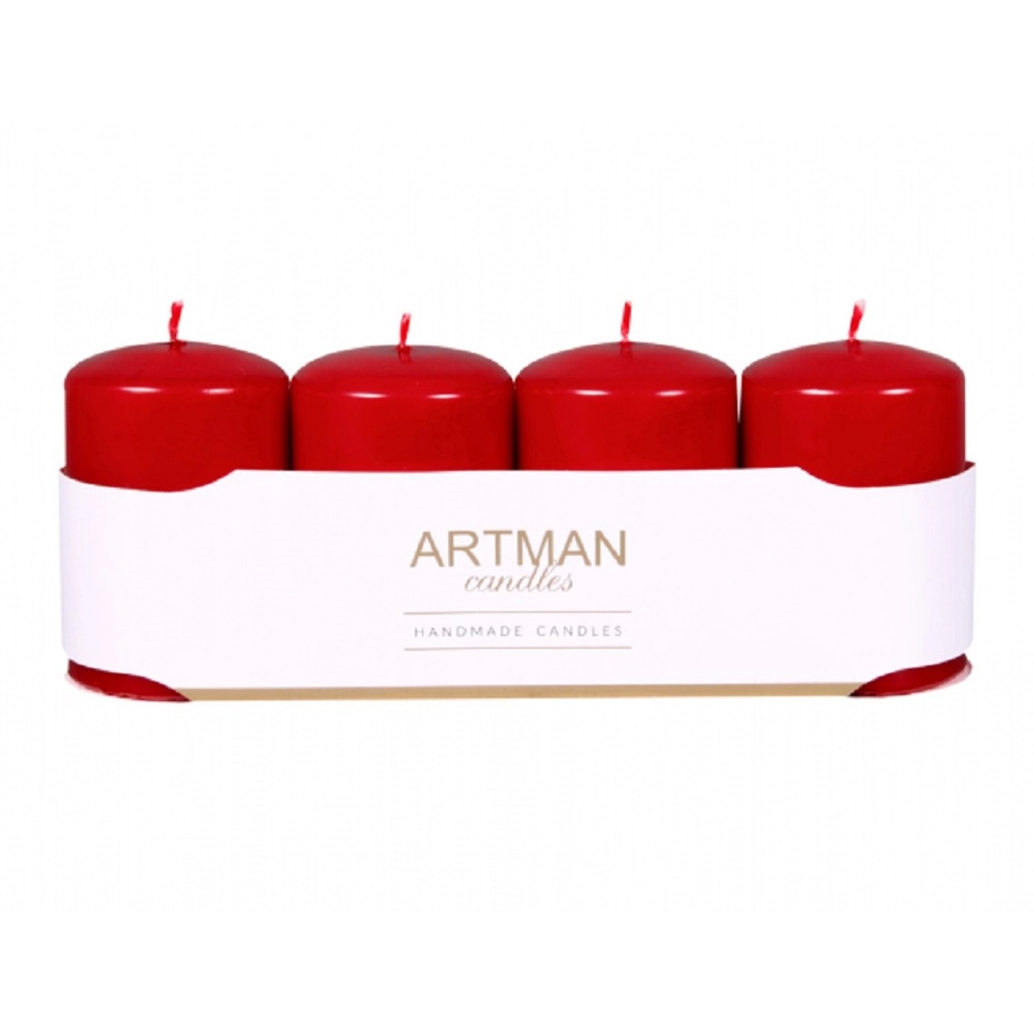 Adventní svíčky válcové metalické červené 6 x 9 cm, 4ks