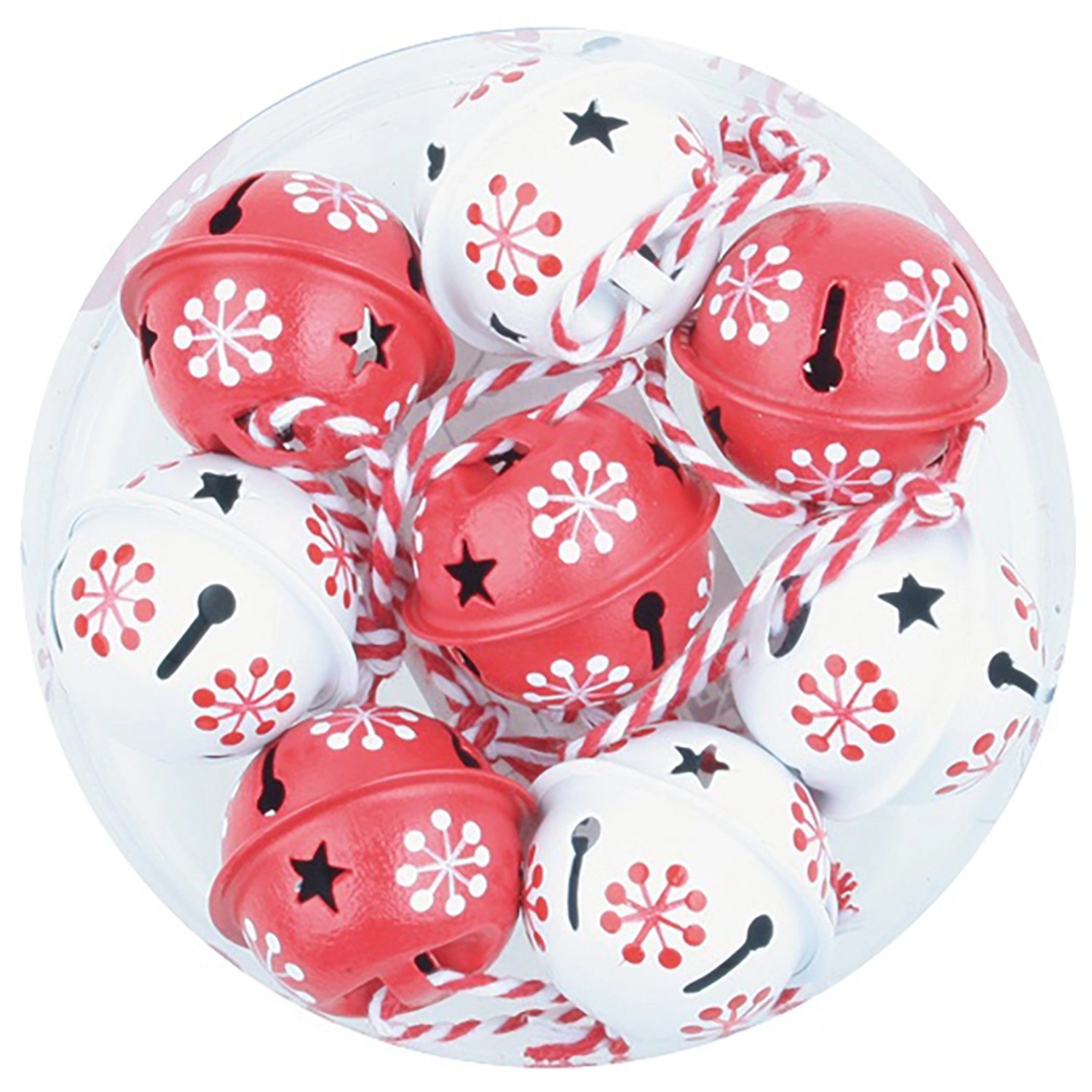 Rolničky s potiskem 3 cm, 8 ks, červené a bílé Anděl Přerov s.r.o.