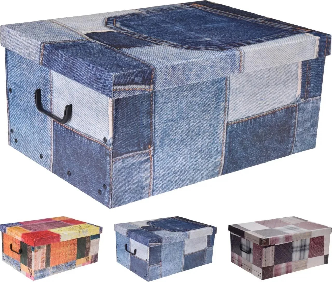 Koopman Stackable Box Koopman Úložný box s víkem vzorovaný, různé druhy, 51 x 37 x 24 cm