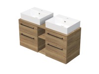 INTEDOOR Koupel.skříň+2umyvadl BEE, úchyt černý, 120cm, regál střed, dub Halifax