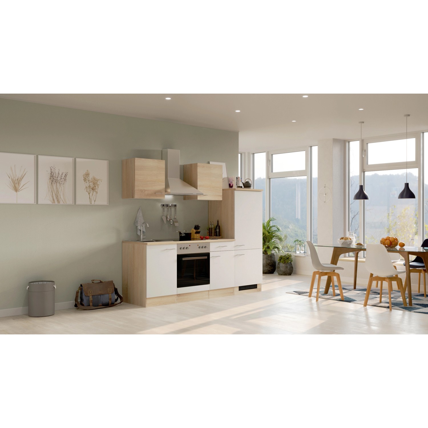 Flex-Well Kuchyně Florida 220 cm/typ 8 - trouba/varná deska/lednice/digestoř