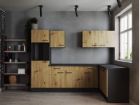 Respekta Kuchyně Oliver L dub Artisan/žula 280 cm - bez el. přístrojů