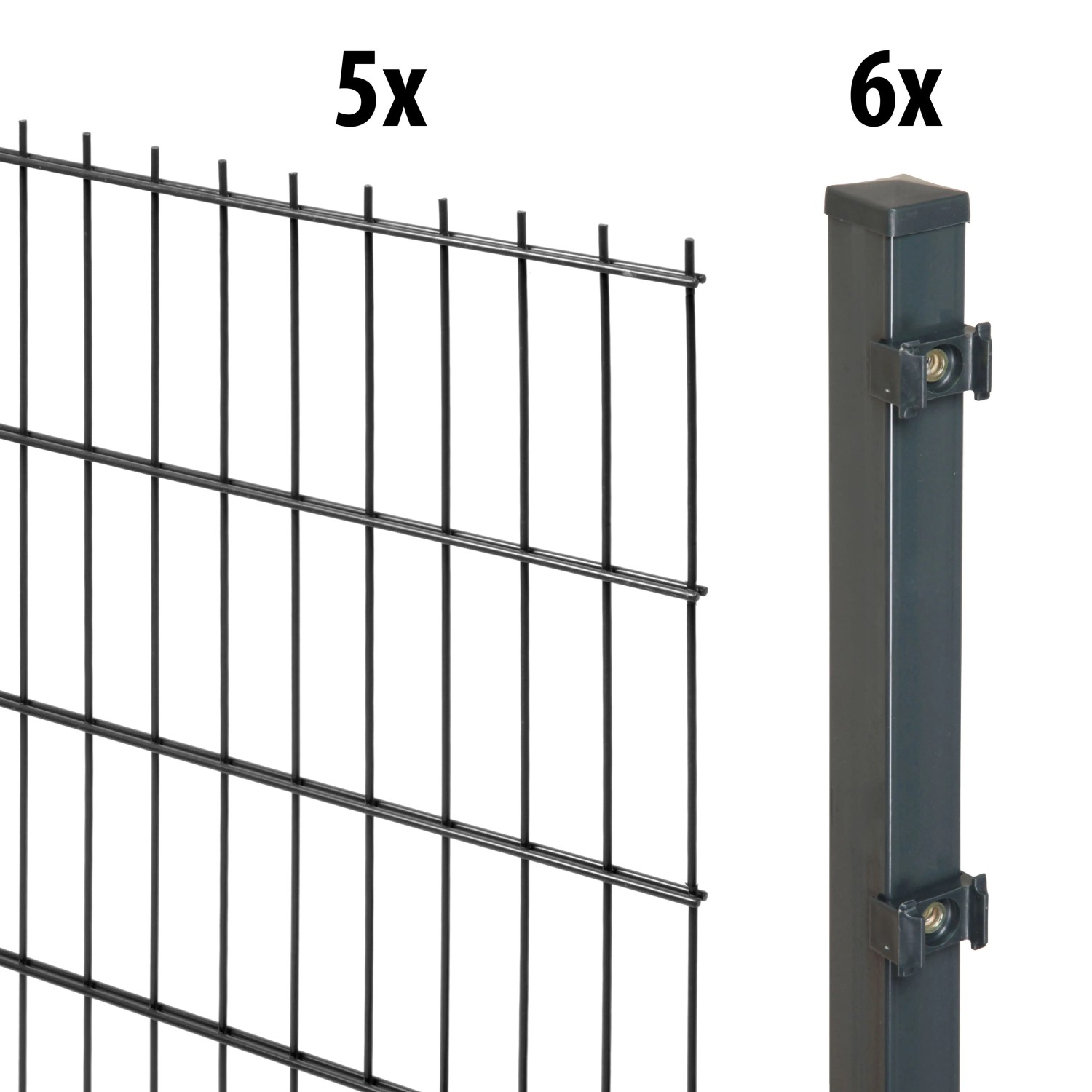 Floraworld Kompletní plotový set 2prut. sl.4×4 zabet., antracit, 83 cm, 10 m