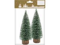 GEROMA Dekorativní jedličky na dřevěném podstavci, zelené, 2 ks, 14,5 cm