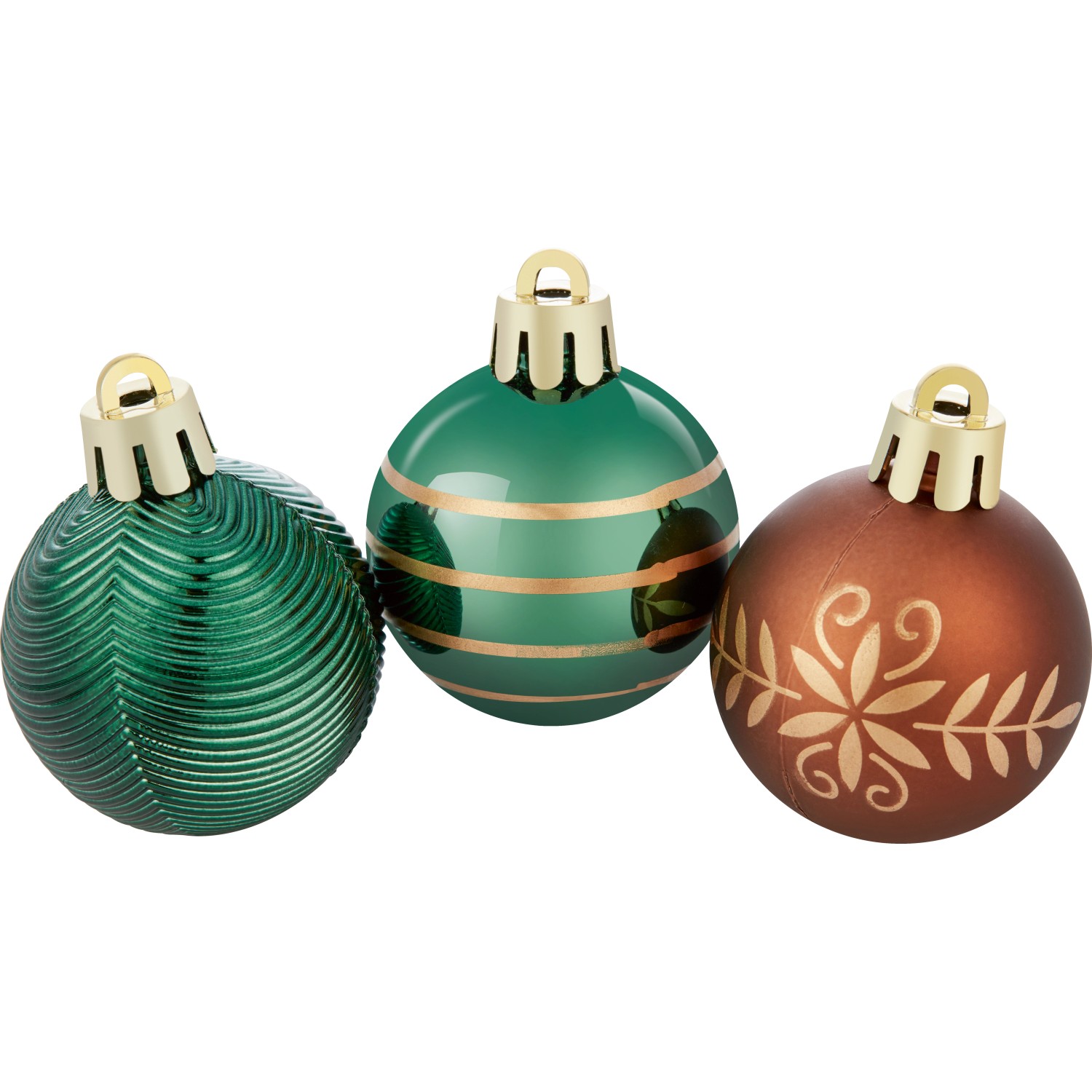 Sada vánočních koulí, hnědá/zelená, pr. 4 cm, 7dílná