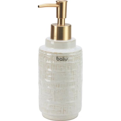 baliv Dávkovač mýdla Cosy Wave, béžový zlatý, keramika, 7 x 19 cm