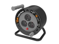 SOLIGHT Prodlužovací přívod na bubnu, IP20, 3 zásuvky, 3x 1,0 mm2, černá, 15 m SOLIGHT Prodlužovací přívod na bubnu, IP20, 3 zásuvky, 3x 1,0 mm2, černá, 15 m