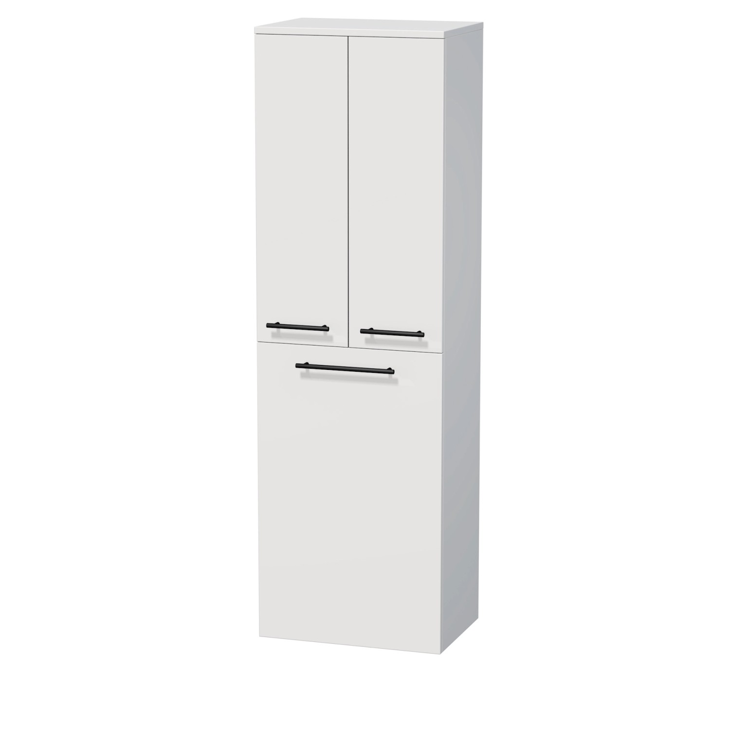 INTEDOOR Vysoká skříň BEE, pravé, úchyt černý, 2 dveře, koš, š. 50 cm, bílá lesk