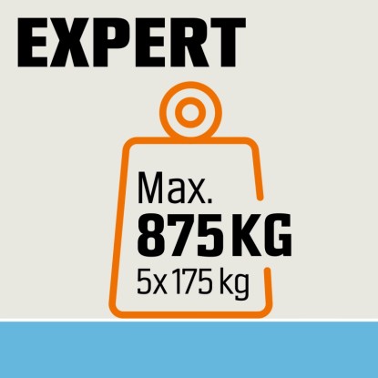 OBI regál na těžké náklady Expert: Max. nosnost 875 kg (5x175 kg). Robustní kovový regál.