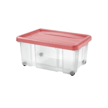 Tontarelli Úložný box s víkem PUZZLE transparentní/červený 43 l