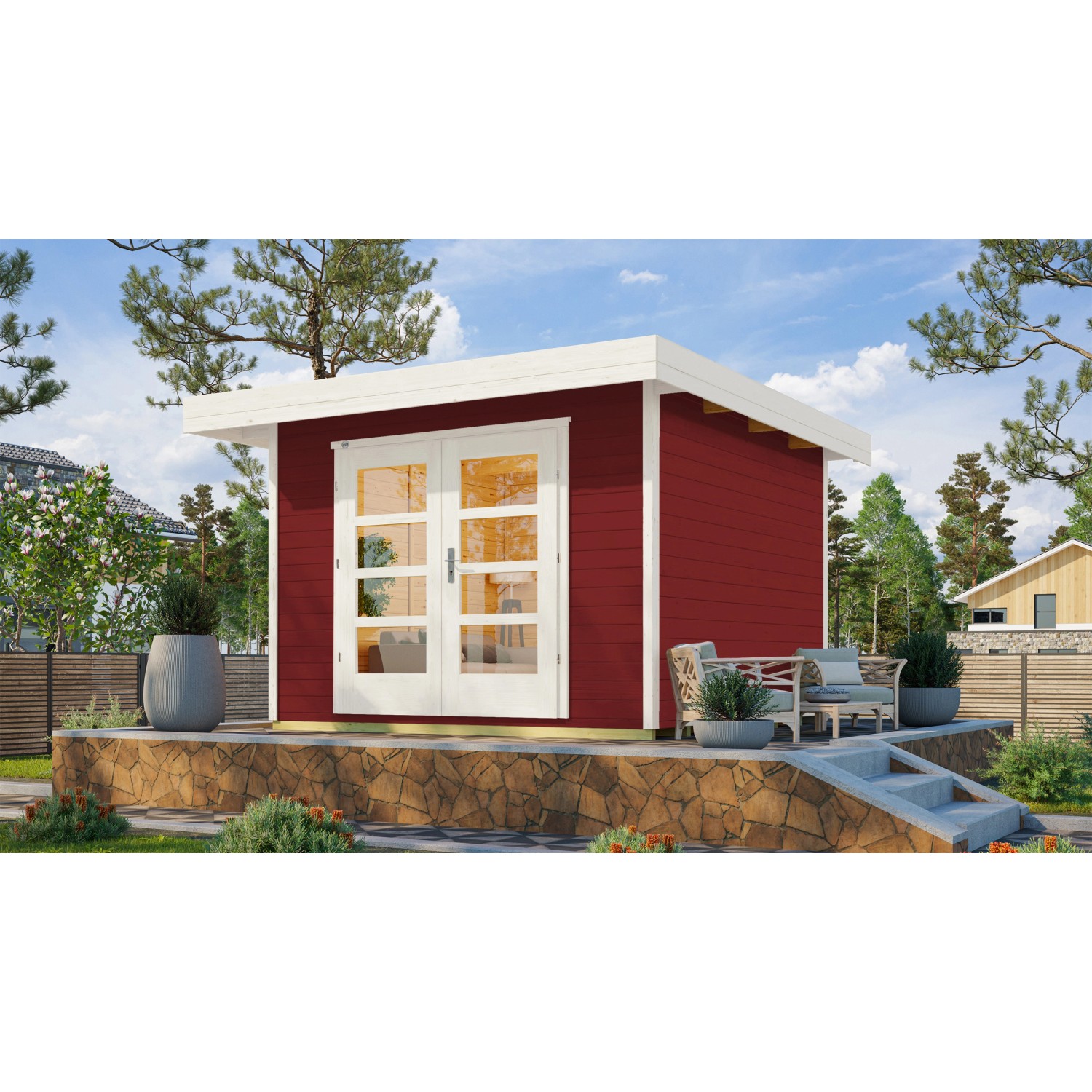 Weka Designový zahradní domek 126 vel. 3, švédská červená, 295 x 301 cm