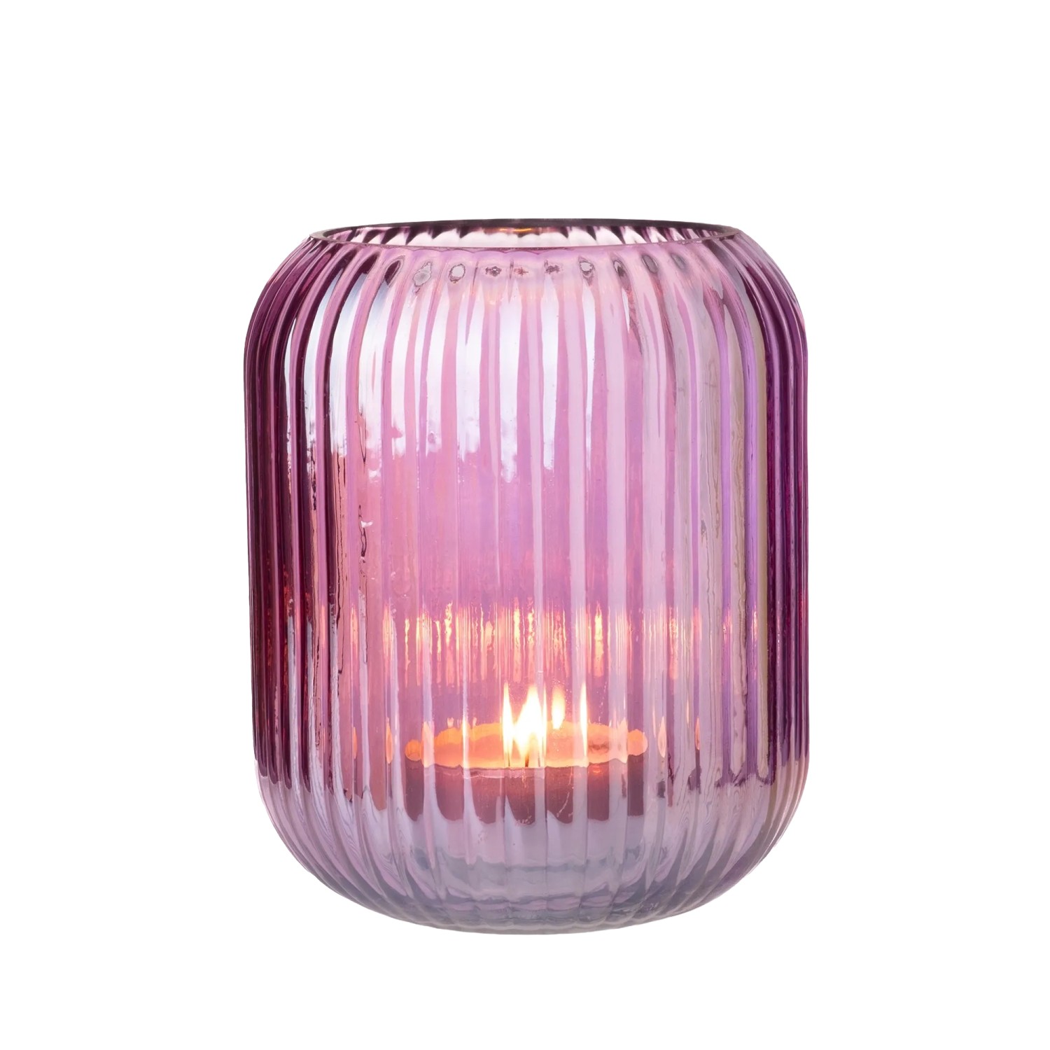 DRAGIMEX Skleněný svícen růžovo-fialový pr. 9 x 14 cm, 1 ks