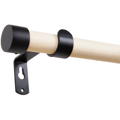 Sada záclonové tyče dřevěná přírodní, pr. 25 mm, 240 cm