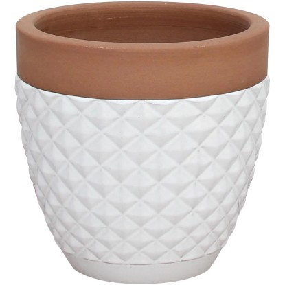 Obal na květináč Diamond kulatý, keramický, krémový, 37 x 37 x 34 cm
