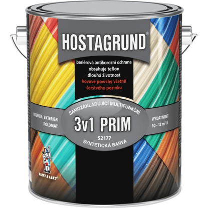 HOSTAGRUND Základní i vrchní barva na kov 3v1 PRIM S2177 0199 černá 2,5 l