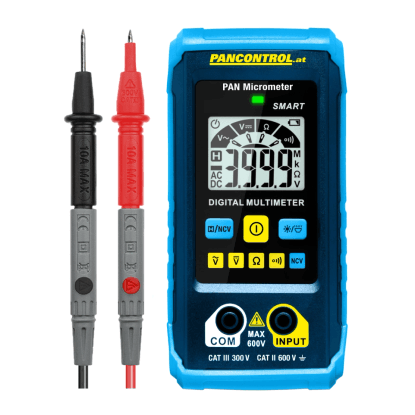 Multimetr Pancontrol PAN Micrometer s měřicími kabely, automatická volba funkcí.