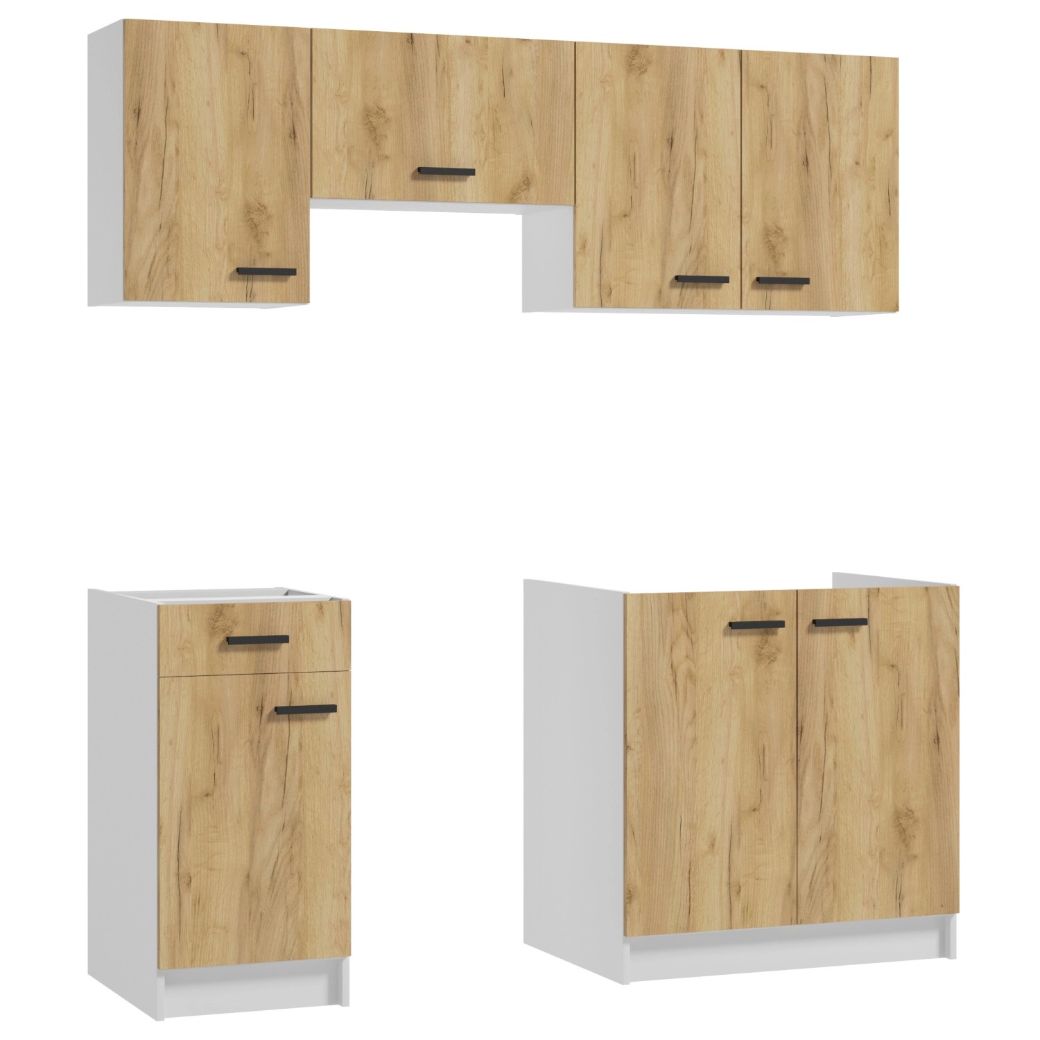 Deftrans Kuchyně Gold zlatý dub/bílá 180 cm