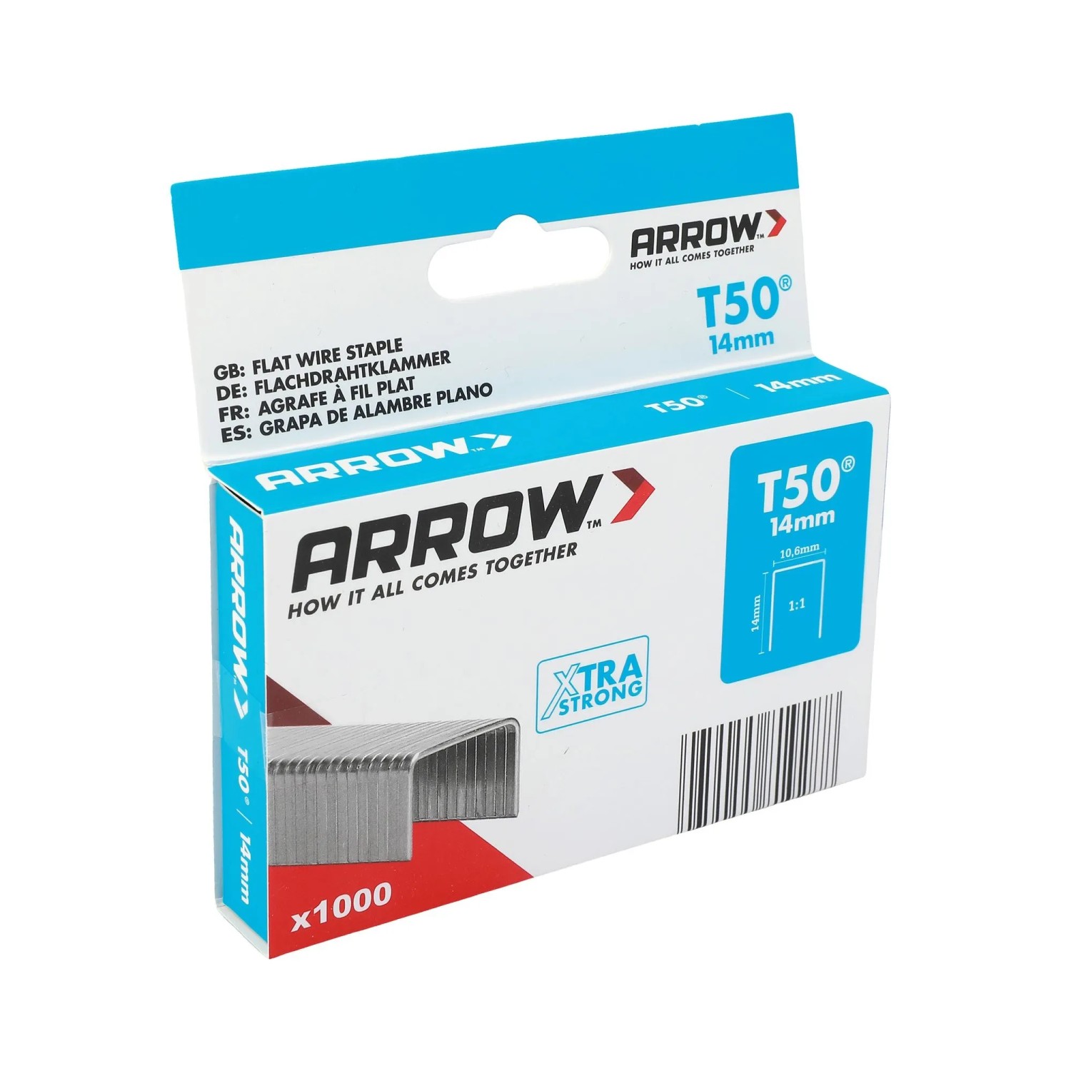 Arrow Drátěné sponky do sponkovačky T50, délka 14 mm, 1000 ks