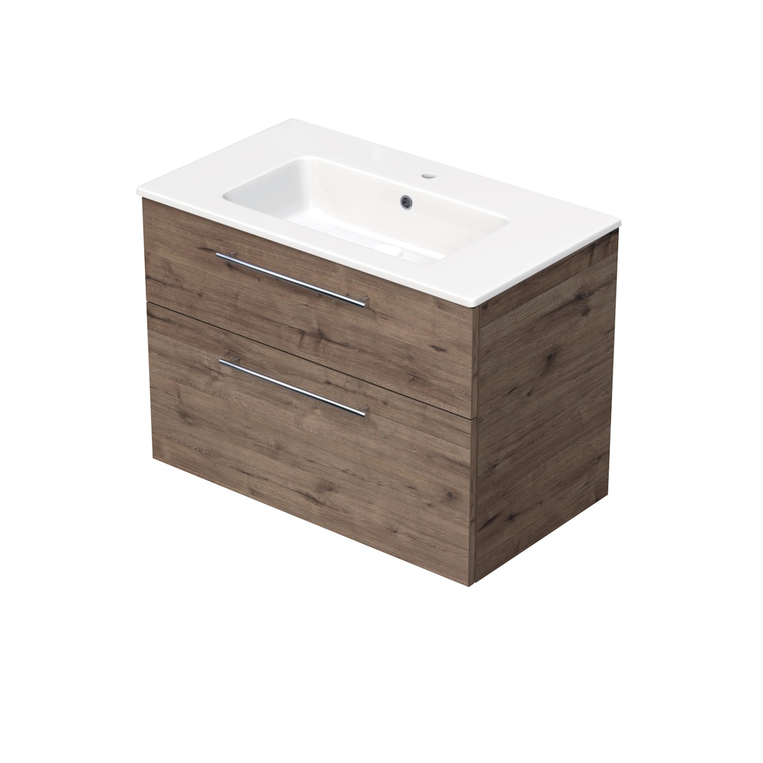 INTEDOOR Koupel.skříň+umyvadlo BEE, úchyt chrom, 2 zás., š. 81cm, dub Welling.